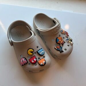 Kids Beige Crocs with Fun Charms